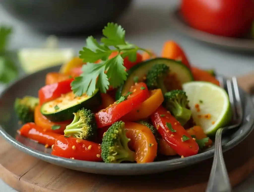 A vibrant plate of the Best Spicy Vegetables Recipe, ready to serve.