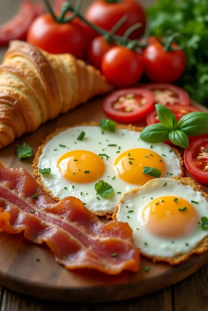 Wendy’s Breakfast Menu: Fresh Sunny-Side-Up Eggs, Crispy Bacon & Buttery Croissant.