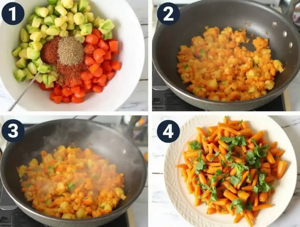 Step-by-step cooking process for the Best Spicy Vegetables Recipe.