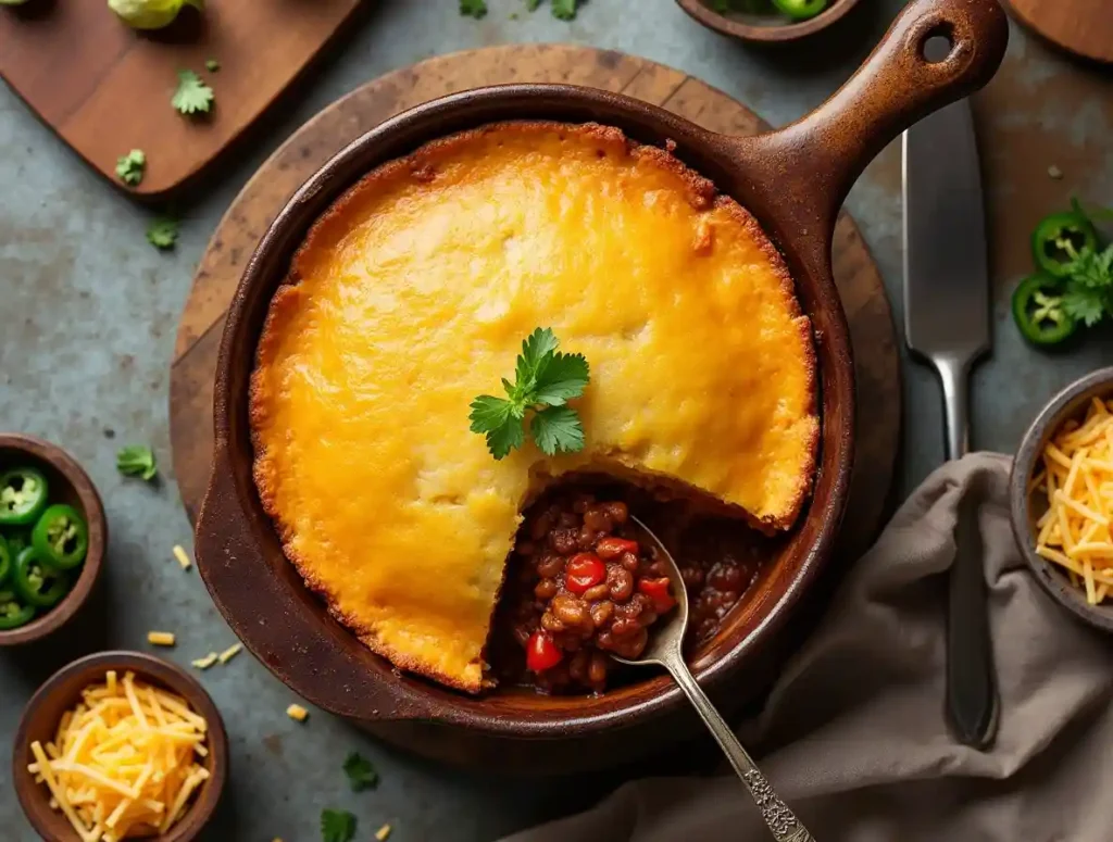 A collage showcasing creative food presentations with a focus on versatile uses of sauces and toppings, evoking inspiration for a comforting cornbread topped chilli pie chile madness recipe.