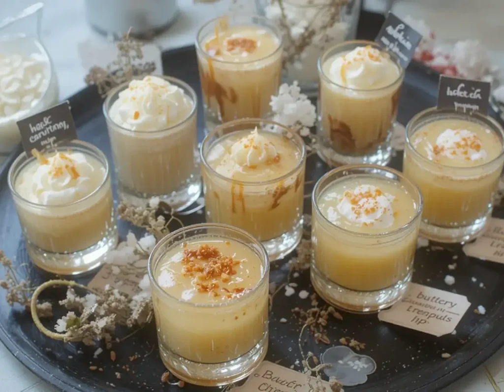 A platter of Buttery Nipple Recipe variations with different garnishes.